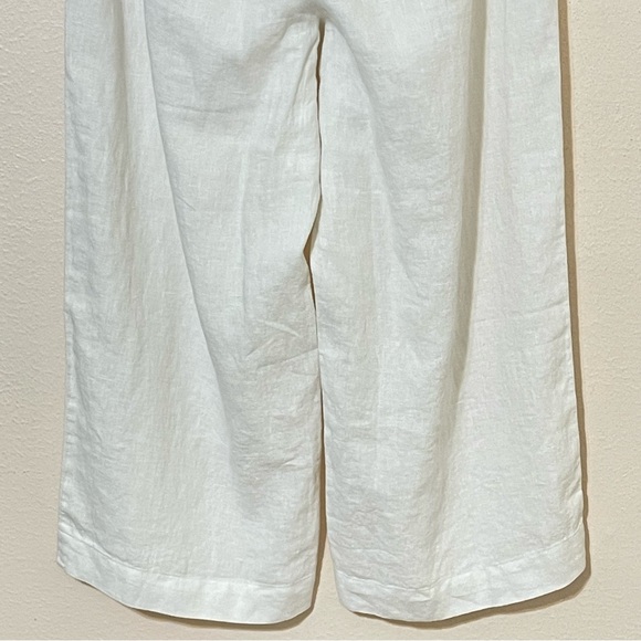 Talbots White Linen Elastic Drawstring Waist Crop Pants Size 10 - Picture 6 of 9